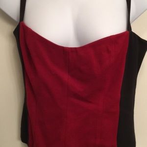 Deep Red and Black Bustier Top